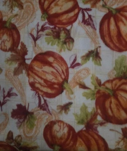 NEW 2 YARDS PUMPKIN FALL AUTUMN FLEECE FABRIC - Picture 1 of 1