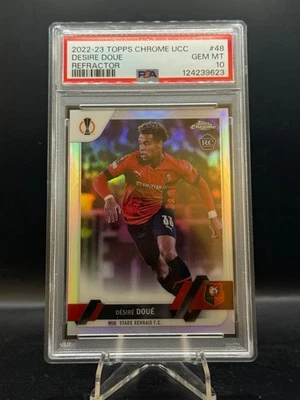 2022-23 Topps Chrome UEFA UCC - Desire Doue #48  - Refractor - (RC) - PSA 10 - Image 1 of 2
