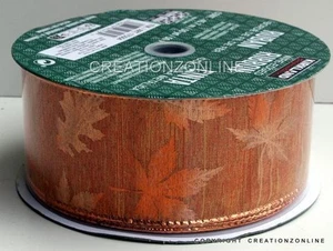 Christmas Wire Edge Ribbon 6.3 cms 45 meters length AUTUMN LEAVES - Picture 1 of 7