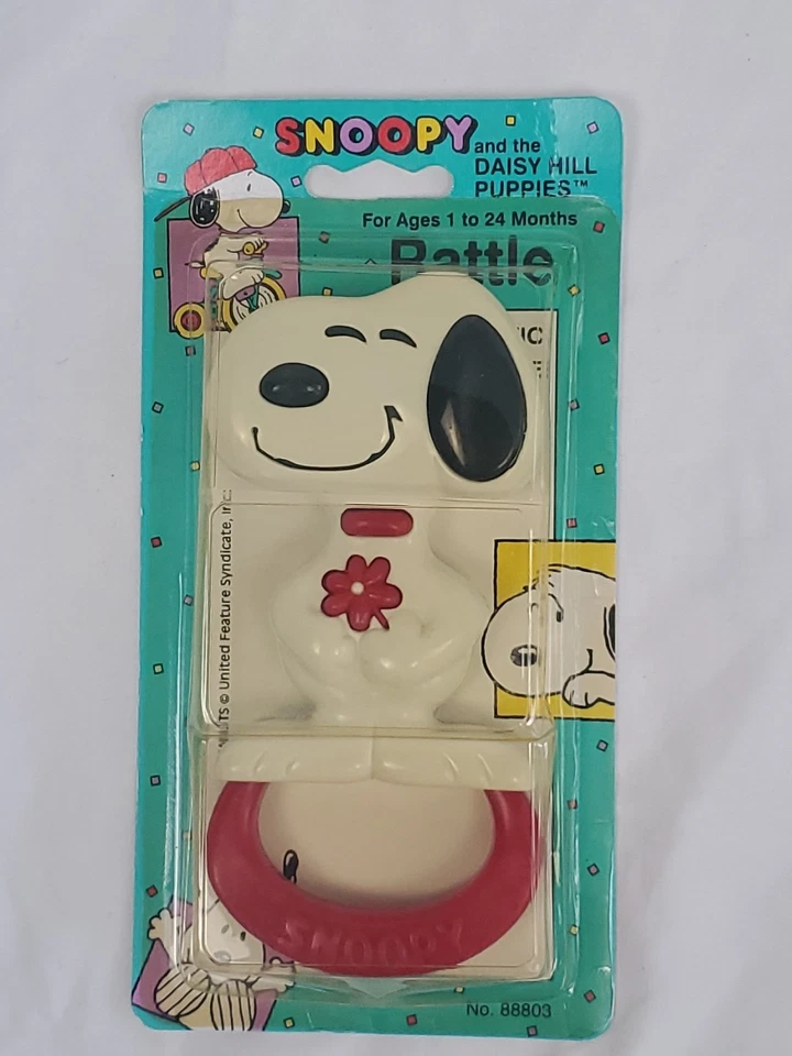 Vintage Peanuts Baby Snoopy Rattle Non-toxic Washable 1 - 24 Months