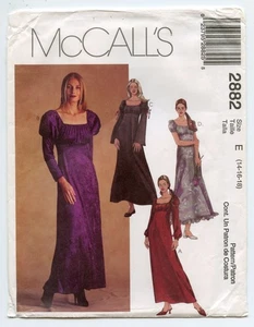 McCalls 2882 Empire Taille langes Kleid mit Ärmeloptionen Größe 14-18 ungeschnitten - Bild 1 von 3