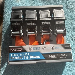 Traveller Ratchet Tie-Down Strap 1in X 15 Ft 4 Pack - Picture 1 of 2