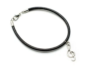 Clef Bracelet Charm Miniblings Good Luck Arm Band Treble Clef Black - Picture 1 of 4