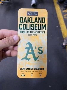 Oakland A’s Athletics Coliseum Final Game Replica Ticket Stub Sga 9/26/24 2024 - Picture 1 of 2