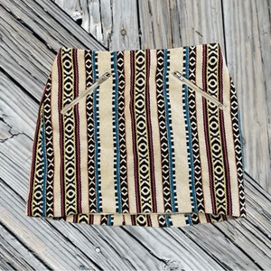 Divided H&M Tribal Woven Aztec Tapestry Bohemian Mini Skirt Ivory Combo 6 - Picture 1 of 4