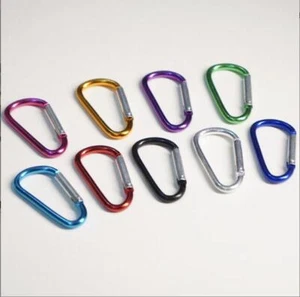 10 Pieces 46mm Aluminum Carabiner D Shape Spring Clip Keychain - Picture 1 of 23