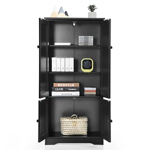 2-Door Accent Floor Storage Cabinet W/ Adjustable Shelves Antique Black - Picture 1 of 10