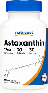 Nutricost Astaxanthin 12mg, 30 Softgel Kapseln - Glutenfrei und gentechnikfrei - Bild 1 von 5
