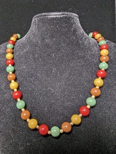Vintage Multicolored Beaded Necklace 20" - Picture 1 of 6