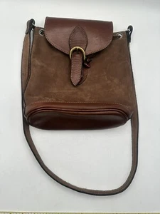 Leder und Wildleder Eimer Kordelzug Schultertasche Handtasche mit Verschluss oben - Bild 1 von 12