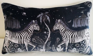 Emma J Shipley LOST WORLD NAVY VELVET cushion *POLYESTER PAD* 67cm x 40cm approx - Picture 1 of 9