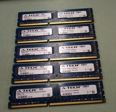 A-Tech Laptop Ram 20GB 5X4GB PC3-10600 133MHz 6521 AA 5514 L/H445/V - Image 1 of 3