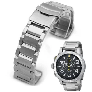 Silver Metal Steel Replacement Watch Band Fits Nixon 48-20 Chrono 48mm #5003 - Picture 1 of 3
