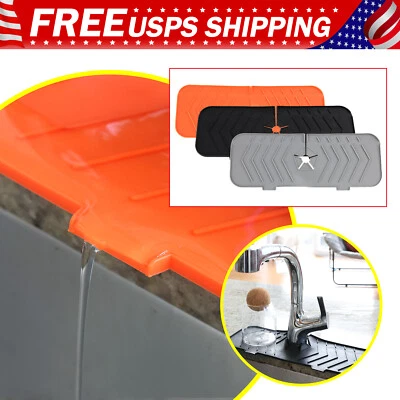 Estera de silicona con protección contra salpicaduras para fregadero alfombrilla de secado para cocina baño Foto 1 de 4