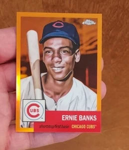 ERNIE BANKS 2022 Topps Chrome Platinum #14 RARE ORANGE WAVE REFRACTOR /25 - CUBS - Picture 1 of 5
