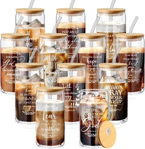 12 Pcs 16 Oz Christmas Inspirational Coffee Mug Drinking Cup with Bamboo Lid Chr - Picture 1 of 7