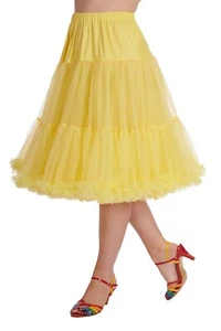 Yellow 50s Rockabilly Retro Super Soft 26 inches Petticoat Skirt BANNED Apparel - Picture 1 of 3
