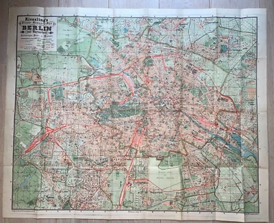 KIESSLING'S BERLIN 1909 LARGE FOLDING CITY MAP 20TH CENTURY - Image 1 of 4