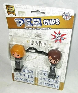 HARRY POTTER PEZ CLIPS 2 pack  Mini Hermione Granger & Harry Potter w/6 Candy - Picture 1 of 1
