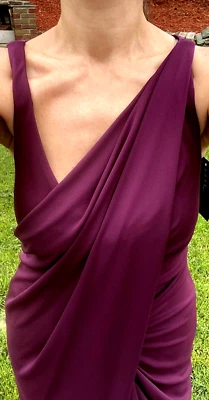 Nicole Miller Dress Size 6 Fits 4 Y2K Vintage Purple Plum Stretch Knit $290 New - Image 1 of 4