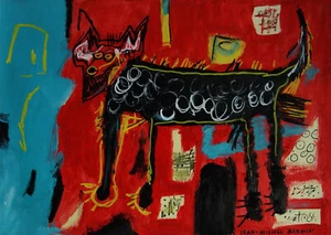 Fine unique painting, signed Jean Michel Basquiat, w COA - Picture 1 of 11