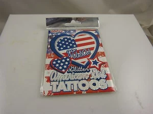 Patriotic temporary tattoos body art skin american girl glitter star 4th July - Picture 1 of 4