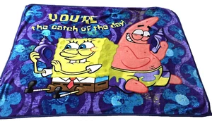 VTG RARE Nickelodeon Sponge Bob Square Pants Fleece Throw Blanket 40 x 52 HTF - Picture 1 of 6
