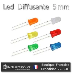 Led Diffusante, Diffused Led, 5mm, 6 couleurs au choix, 10 à 100pcs, Assortiment - Picture 1 of 16