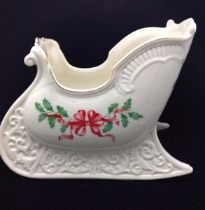VINTAGE LENOX HOLIDAY LARGE CENTERPIECE SLEIGH - 8 1/2" - MADE IN USA! - Picture 1 of 7