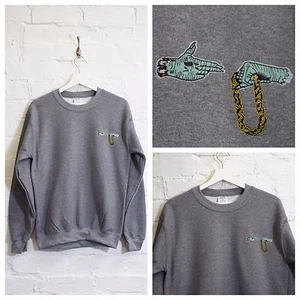 Actual Fact Run The Jewels Embroidered Graphite Heather Hip Hop Sweatshirt - Picture 1 of 4