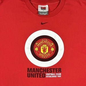 vintage NIKE CENTER SWOOSH MANCHESTER UNITED T-Shirt XL soccer club england - Picture 1 of 8
