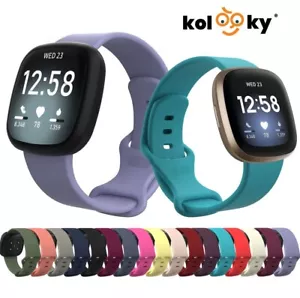 For Fitbit Versa 3 Strap Replacement Watchband Silicone 22mm Pin & Tuck Plain - Imagen 1 de 16