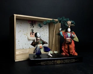 2 Antique NINGYO Japanese Doll SAMURAI Man and GEISHA Playing Drums - Picture 1 of 10
