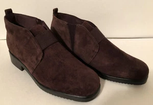 Life Stride ~ Chocolate Brown Suede Bootie ~1" Heel ~ Slip On ~ Size 7 W ~ NWOT - Picture 1 of 7