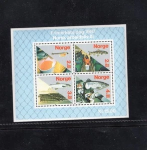 Hoja en miniatura de la industria de la acuicultura de las piscifactorías de Noruega 1987 montada sin montar o nunca montada - Imagen 1 de 1