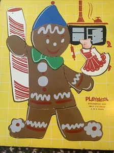  Vintage  Playskool Gingerbread man185-21 wood puzzle Very Rare - Picture 1 of 4