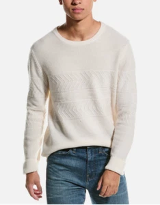Magaschoni Textured Cashmere Crewneck Sweater Men's Cream Size Large - Picture 1 of 6