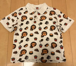 A BATHING APE Bape Kids Baby Milo Short Sleeve Polo Shirt 110 Hamburger White 5T - Picture 1 of 24