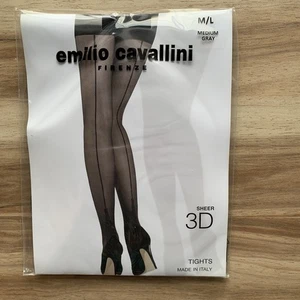 Emilio Cavallini 3D Sheer Tights Medium Large Italy High Waist Control Top Tummy - Picture 1 of 9