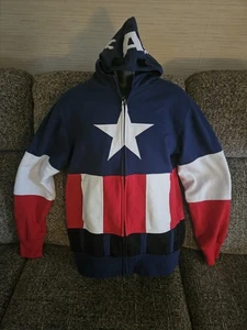 Captain America Hoodie Kostüm/Cosplay Kapuzenpullover mit Maske Marvel Mad Engine M - Bild 1 von 9