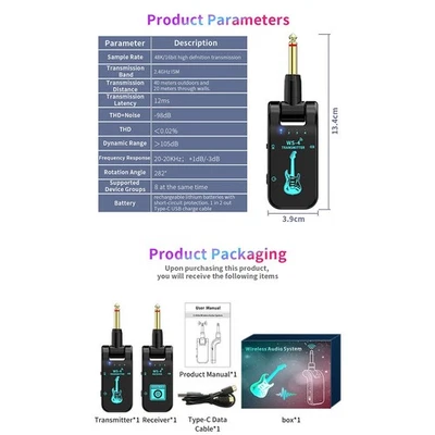 2 4GHz Wireless Guitar Transmitter Receiver for Easy Performance Mobility - Image 1 of 4