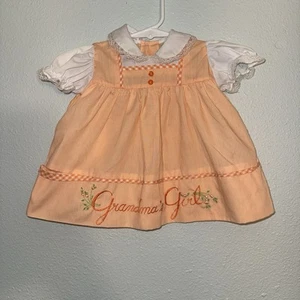 Vintage Baby Girls Smocked Dress “grandma’s Girl” By Cotton Candy 6-12m Gingham - Picture 1 of 10