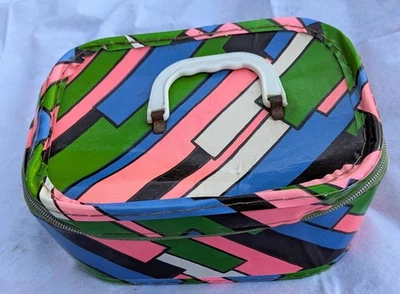 Groovy 1960s Mod Carrying Case Red White Blue Psychedelic - Image 1 of 4
