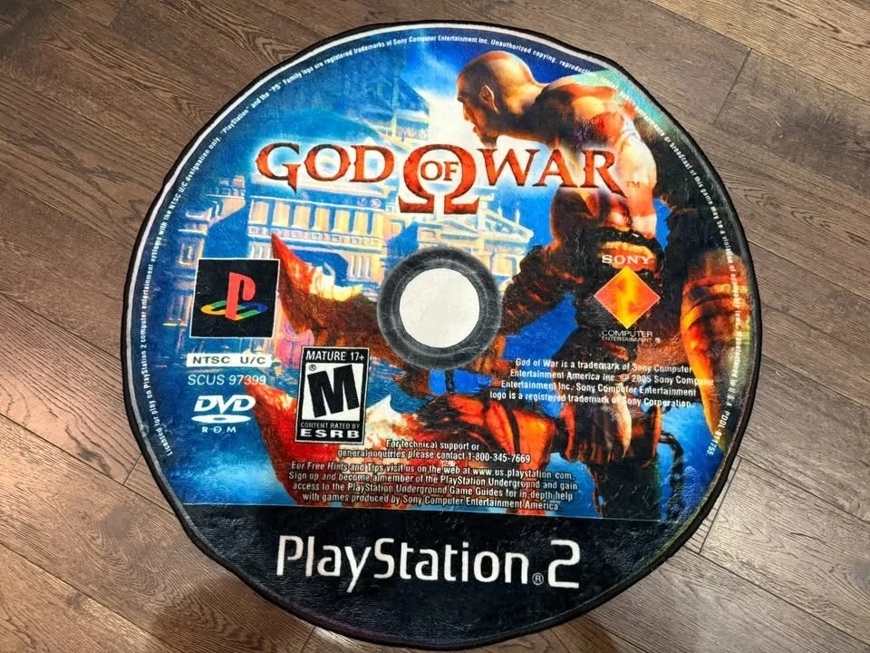 GOD OF WAR - ALFOMBRA DISCO ESTILO PLAYSTATION 2 INSPIRADA EN PLAYSTATION KRATOS ESTILO PS2 Foto 1 de 1