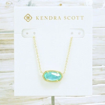 Collar Kendra Scott Elisa azul aguamarina ilusión chapado en oro nuevo sin etiquetas Foto 1 de 4