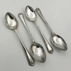 SET 4 ANTIQUE SILVER PLATED COFFEE SPOONS DIXON - Picture 1 of 3