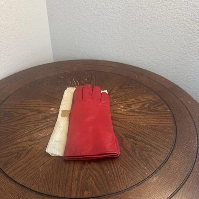 Guantes Coach de cuero rojos hechos en Italia vintage para mujer Foto 1 de 4