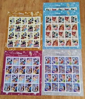 THE ART OF DISNEY 5 Full Sheets of 20 US Stamps-Magic, Romance, Imagination... - Image 1 of 4