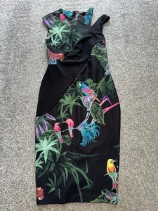 Next Damenkleid, Größe 12, schwarz, figurbetont, Stretch, Animalprint, Reißverschluss, (S2) - Bild 1 von 4