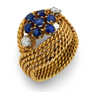 Vintage Saphir Diamant 18k Gelbgold Ring - Bild 1 von 7